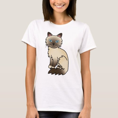Chocolate Point Birman  Ragdoll Cute Cartoon Cat T_Shirt