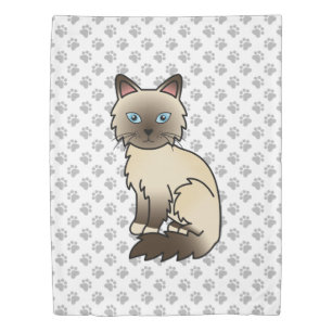 Chocolate Point Birman / Ragdoll Cute Cat & Paws Duvet Cover
