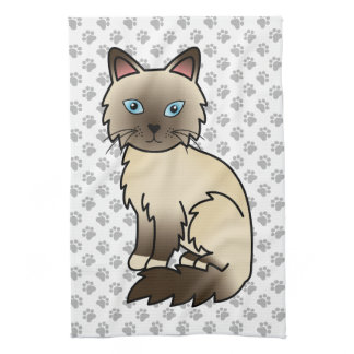 Chocolate Point Birman / Ragdoll Cute Cat &amp; Paws Kitchen Towel
