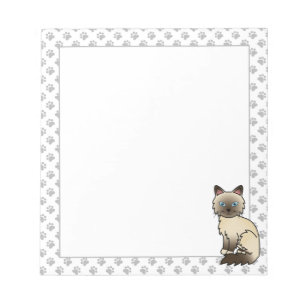 Chocolate Point Birman / Ragdoll Cute Cat & Paws Notepad