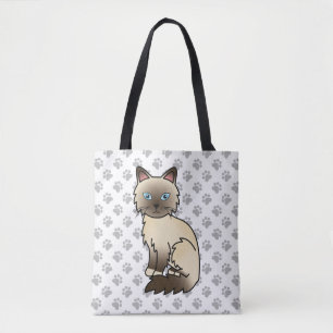 Chocolate Point Birman / Ragdoll Cute Cat & Paws Tote Bag