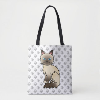 Chocolate Point Birman / Ragdoll Cute Cat &amp; Paws Tote Bag