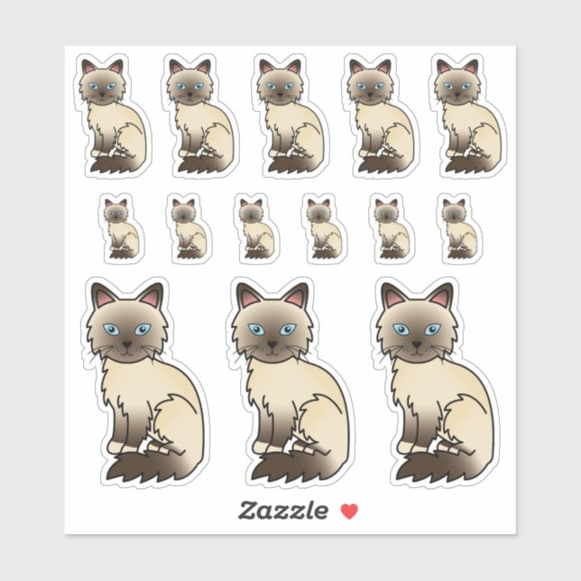 Chocolate Point Birman / Ragdoll Cute Cats Sticker (Sheet)