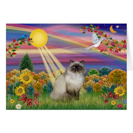 Chocolate Point Himalayan - Autumn Sun Cards (Front Horizontal)