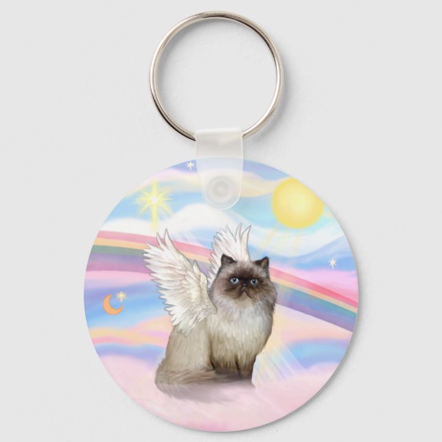 Chocolate Point Himalayan Cat  Angel Keychain (Front)