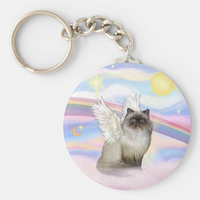 Chocolate Point Himalayan Cat  Angel Keychains