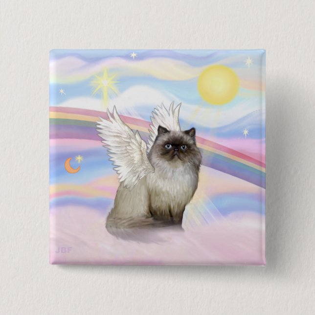 Chocolate Point Himalayan Cat  Angel Pinback Button (Front)