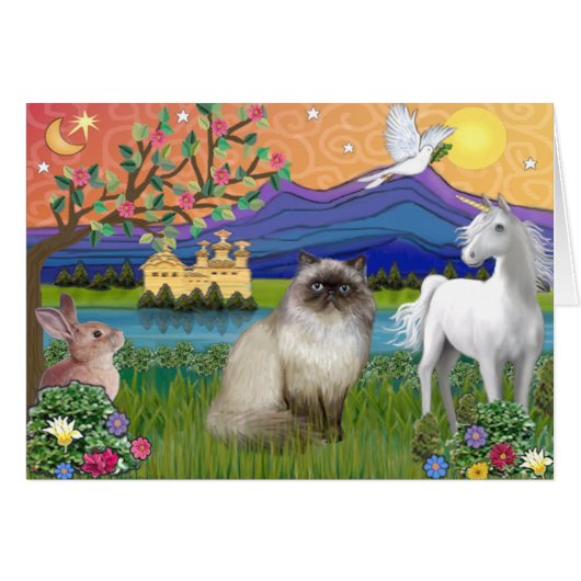 Chocolate Point Himalayan Cat  - Fantasy Land Cards (Front Horizontal)