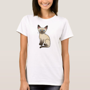 Chocolate Point Siamese Breed Cat Illustration T-Shirt