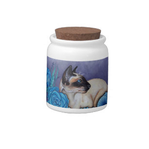 Chocolate Point Siamese Cat Candy Jar