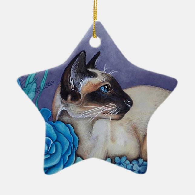 Chocolate Point Siamese Cat Ceramic Ornament (Front)