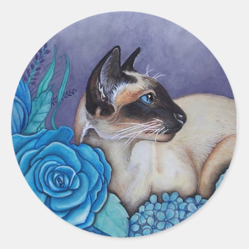 Chocolate Point Siamese  Cat Classic Round Sticker