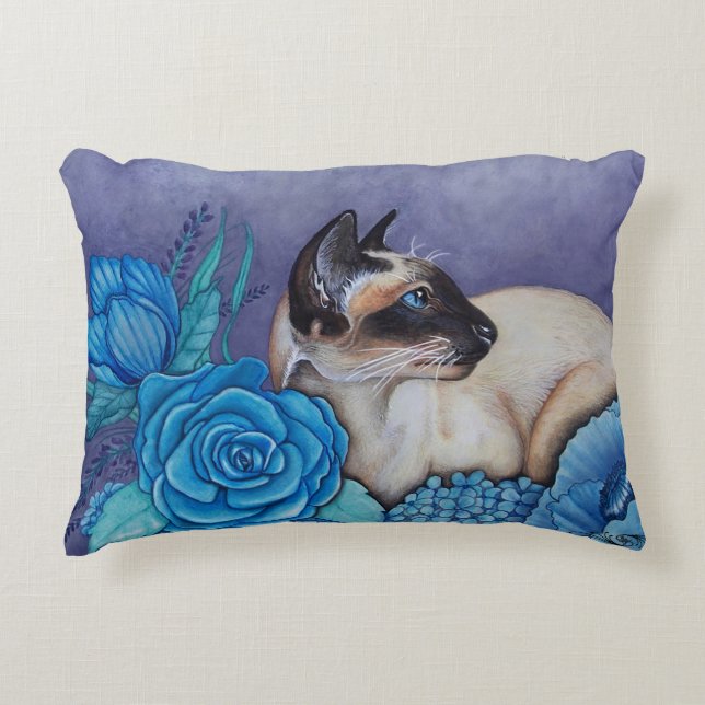 Chocolate Point Siamese Cat Decorative Pillow (Front)