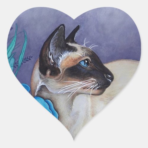 Chocolate Point Siamese Cat Heart Sticker