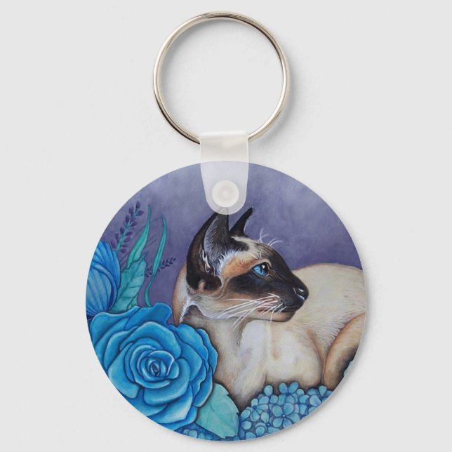 Chocolate Point Siamese  Cat Keychain (Front)