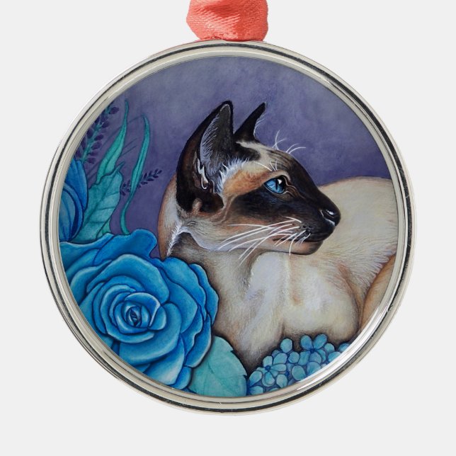Chocolate Point Siamese Cat Metal Ornament (Front)