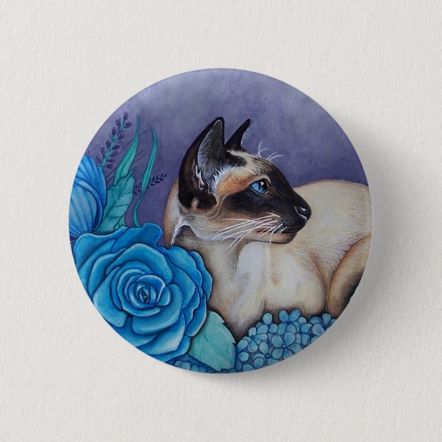 Chocolate Point Siamese  Cat Pinback Button (Front)