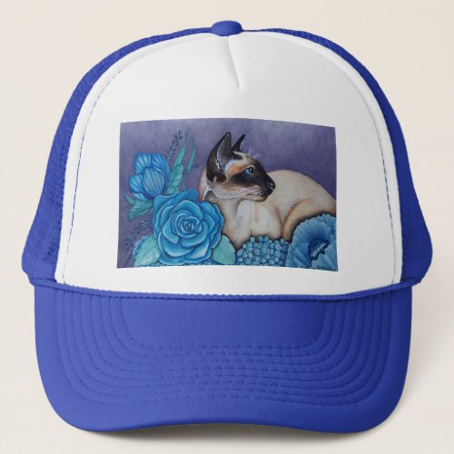 Chocolate Point Siamese  Cat Trucker Hat