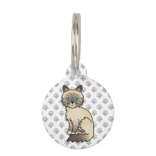 Chocolate Point Tabby Birman Cat & Pet's Info Pet ID Tag