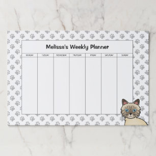 Chocolate Point Tabby Birman Cat Weekly Planner Paper Pad