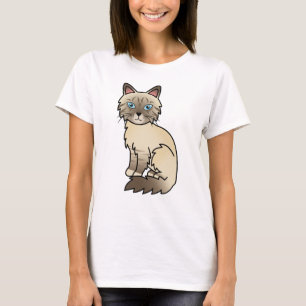 Chocolate Point Tabby Birman / Ragdoll Cartoon Cat T-Shirt