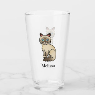Chocolate Point Tabby Birman / Ragdoll Cat & Name Glass