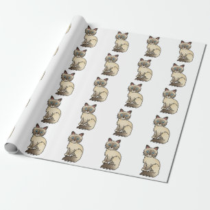 Chocolate Point Tabby Birman / Ragdoll Cat Pattern Wrapping Paper