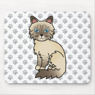 Chocolate Point Tabby Birman / Ragdoll Cat & Paws Mouse Pad