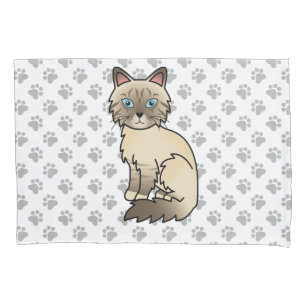 Chocolate Point Tabby Birman / Ragdoll Cat & Paws Pillow Case