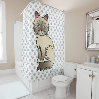 Chocolate Point Tabby Birman / Ragdoll Cat &amp; Paws Shower Curtain