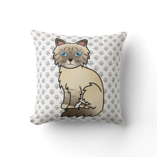 Chocolate Point Tabby Birman / Ragdoll Cat &amp; Paws Throw Pillow