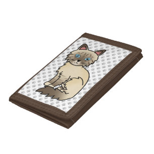 Chocolate Point Tabby Birman / Ragdoll Cat & Paws Trifold Wallet