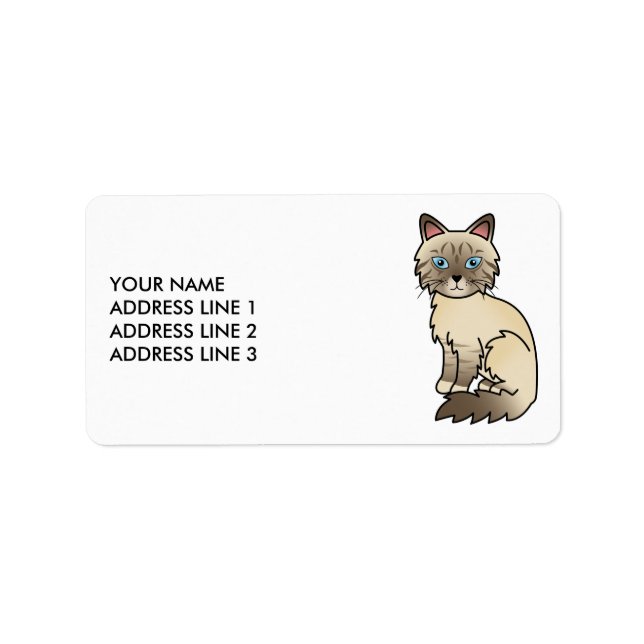 Chocolate Point Tabby Birman/Ragdoll & Custom Text Label (Front)
