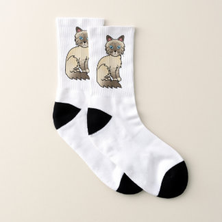 Chocolate Point Tabby Birman / Ragdoll Cute Cat Socks