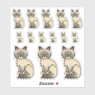 Chocolate Point Tabby Birman / Ragdoll Cute Cats Sticker
