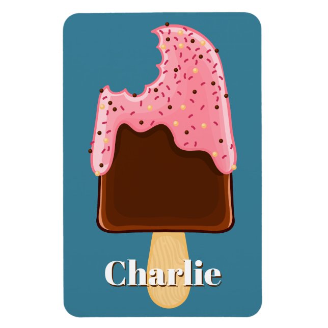 Chocolate Popsicle custom name & color magnet (Vertical)