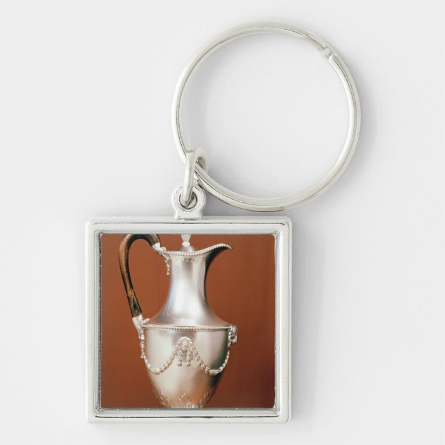 Chocolate-pot, with repousse design and keychain (Front)