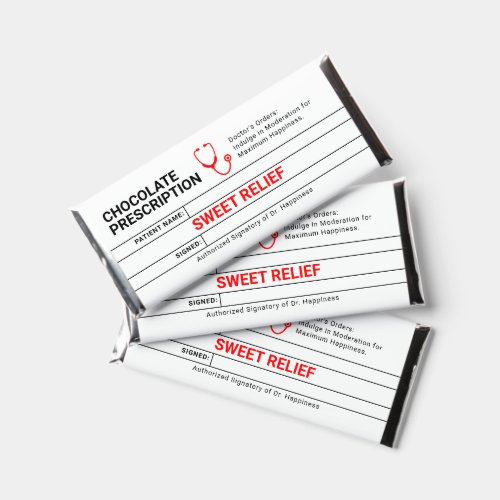 Chocolate Prescription Humor Black Red Modern Fun Hershey Bar Favors