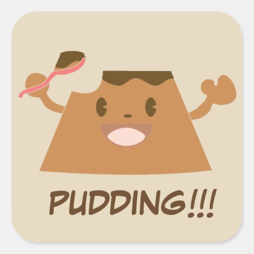 Chocolate PUDDING Cute Kawaii Square Sticker