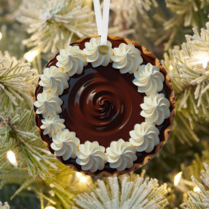 Chocolate Pudding Pie Personalized Christmas Metal Ornament