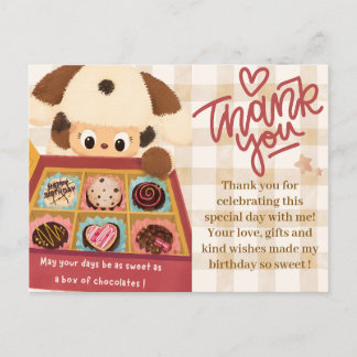 Chocolate Puppy Thank You Card | Cute birthday