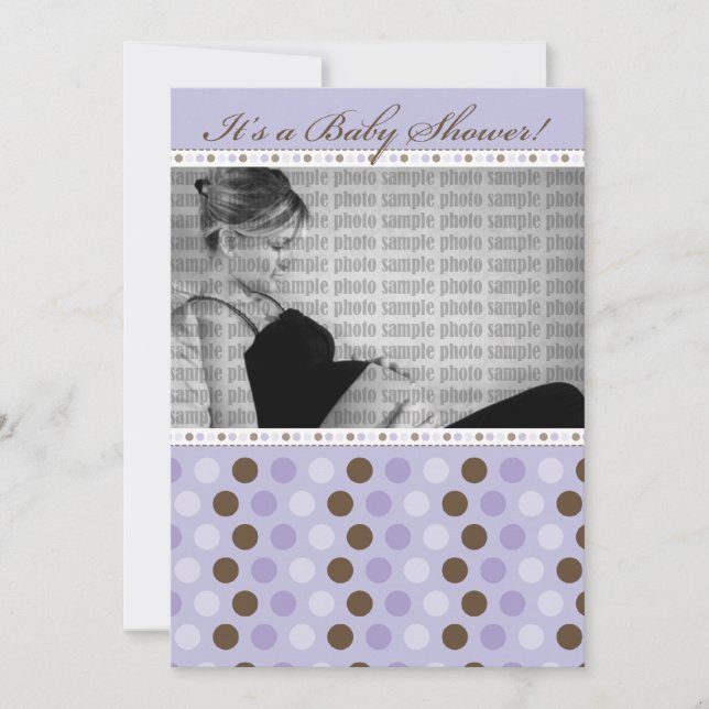 Chocolate Purple Dots Baby Shower Invitation (Front)