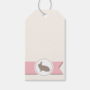 Chocolate Rabbit Pink Ribbon Gift Tags