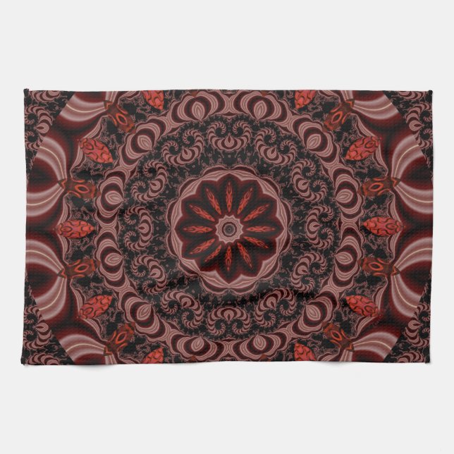 Chocolate, Raspberries, Peppermint Stick Abstract Kitchen Towel (Horizontal)