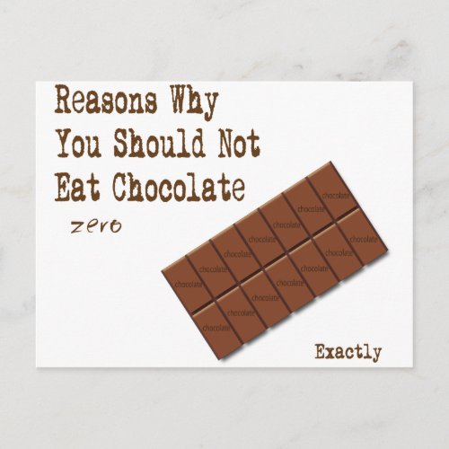 chocolate reasons postcard