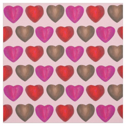 Chocolate Red Foil Hearts Valentine's Day Candy Fabric