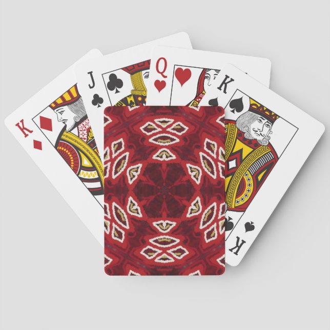 chocolate red white gold mandala poker cards (Back)