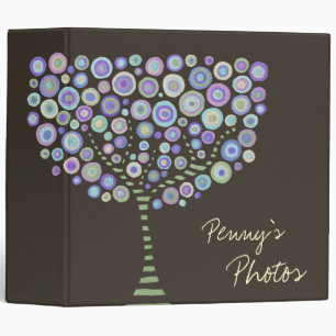 Chocolate Retro Trees Name Custom Photo Album 3 Ring Binder