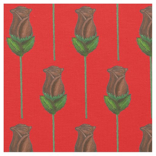 Chocolate Roses Red Valentine's Day Candy Flowers Fabric