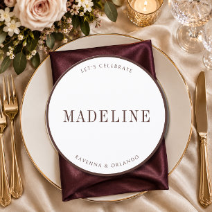 Chocolate Round Wedding Guest Place & Menu Card
